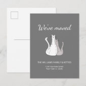 Carte Postale Faire-part Nous avons déplacé de chats mignons Élégant Gris D (Devant / Derrière)