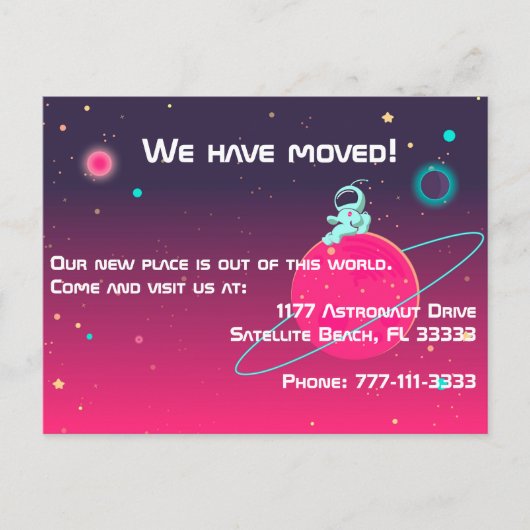 Carte Postale Faire-part Nous avons déplacé de mignons astronautes dans l'i (Devant)
