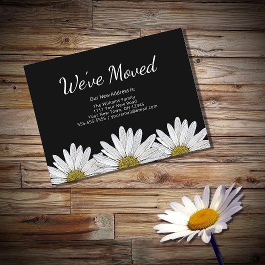 Carte Postale Faire-part Nous avons déplacé des marguerites blanches rustiq