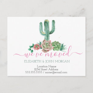Carte Postale Faire-part Nous avons déplacé la succulente Cactus Aquarelle