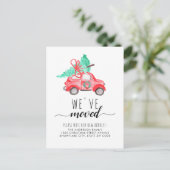 Carte Postale Faire-part Nous avons déplacé l'arbre de Noël Voiture rouge F (Debout devant)