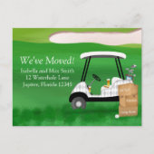 Carte Postale Faire-part Nous avons déplacé le chariot de golf avec des car (Devant)