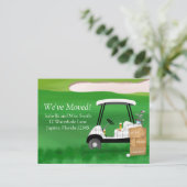 Carte Postale Faire-part Nous avons déplacé le chariot de golf avec des car (Debout devant)