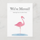 Carte Postale Faire-part Nous avons déplacé le Flamant rose d'aquarelle nou (Devant)