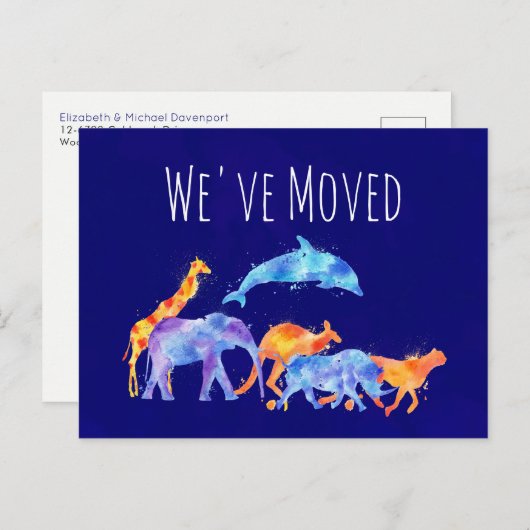 Carte Postale Faire-part Nous avons déplacé le troupeau d'animaux sauvages  (Devant / Derrière)