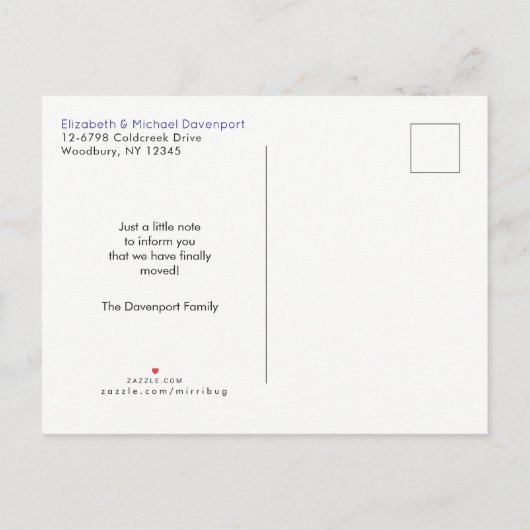 Carte Postale Faire-part Nous avons déplacé le troupeau d'animaux sauvages  (Dos)