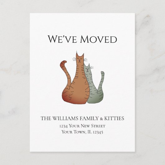 Carte Postale Faire-part Nous avons déplacé les chats mignons en mouvement (Devant)