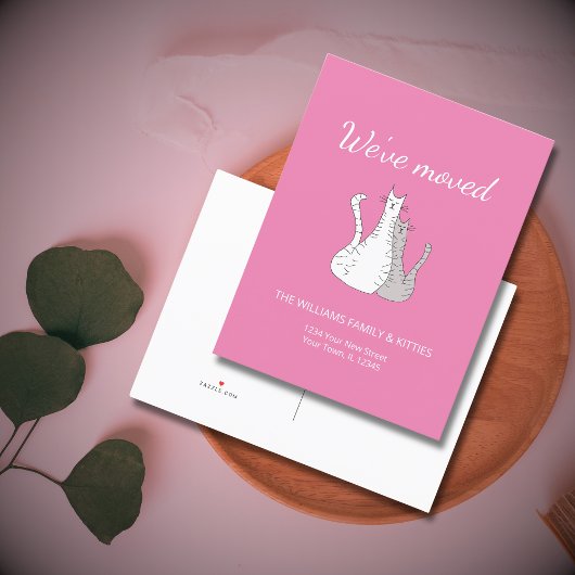 Carte Postale Faire-part Nous avons déplacé les chats mignons Pink Moving