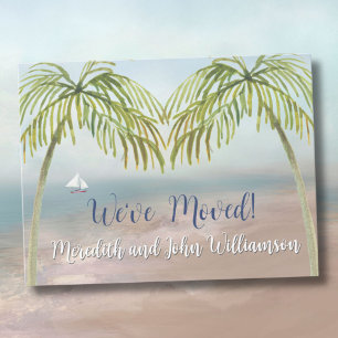 Carte Postale Faire-part Nous avons déplacé Plage Palm Trees Déménagement b