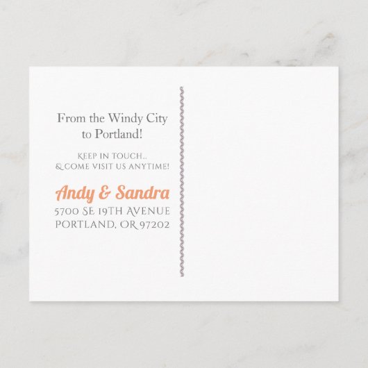 Carte Postale Faire-part Nous avons déplacé Portland City Skyline (Dos)