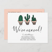 Carte Postale Faire-part Nous avons déplacé Simple Mignonne Vert Cactus Ros (Devant / Derrière)
