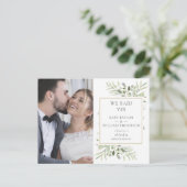 Carte Postale Faire-part Nous Avons Dit Oui Elopement Vert Mariage Photo (Debout devant)