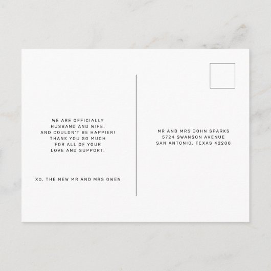 Carte Postale Faire-part Nous Avons Elopé Mariage Script Photo (Dos)