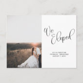 Carte Postale Faire-part Nous Avons Elopé Mariage Script Photo (Devant)