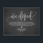 Carte Postale Faire-part Nous Avons Été | Chalkboard Joli Script Elopement<br><div class="desc">Nous avons fui ! Annoncez votre mariage à votre famille et à vos amis avec cette carte postale de faire-part d'elopement. Il présente un joli script, un coeur et une typographie simple. Personnalisez en ajoutant les noms, la date, le lieu, la photo et le message. Cette carte postale mariage script...</div>