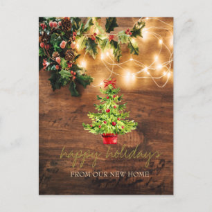 Carte Postale Faire-part Nous Avons Mistletoe, Éclairage À Cordes, Bois, Ar