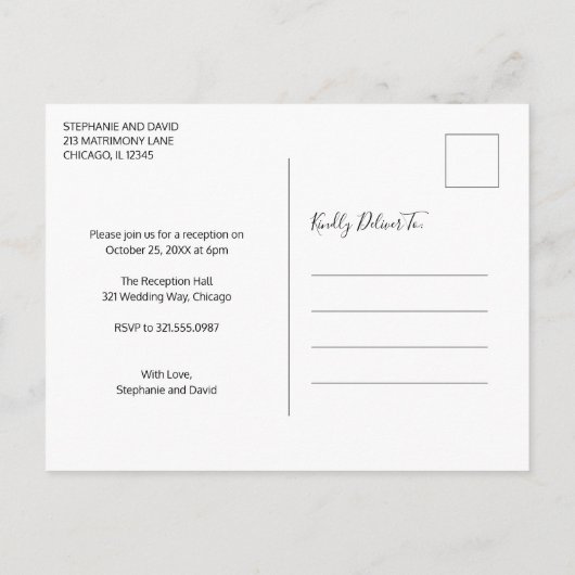 Carte Postale Faire-part Nous avons noué le nœud Script Photo Mariage en fu (Dos)