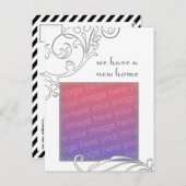 Carte Postale Faire-part nous avons une nouvelle maison : white flourish (Devant / Derrière)