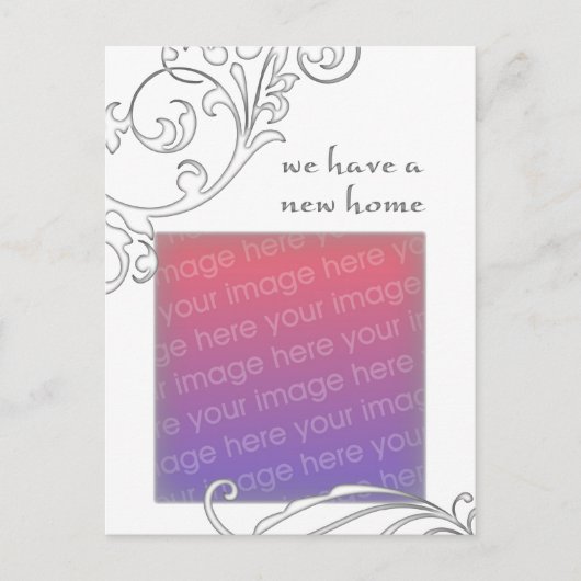 Carte Postale Faire-part nous avons une nouvelle maison : white flourish (Devant)