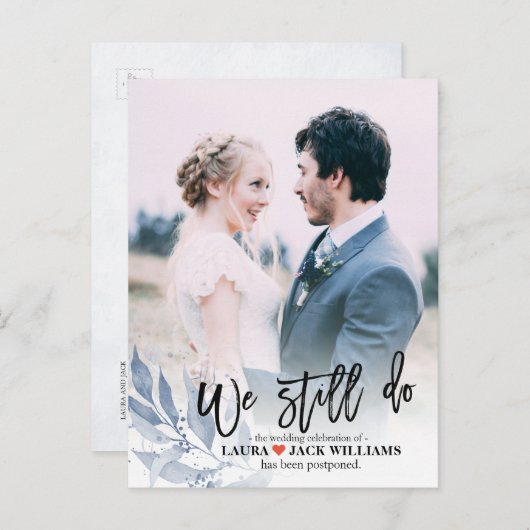 Carte Postale Faire-part Nous Continuons À Reporter Mariage Photo Reprogram (Devant / Derrière)