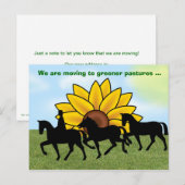 Carte Postale Faire-part Nous déménageons avec cheval & tournesol Nouvelle  (Devant / Derrière)