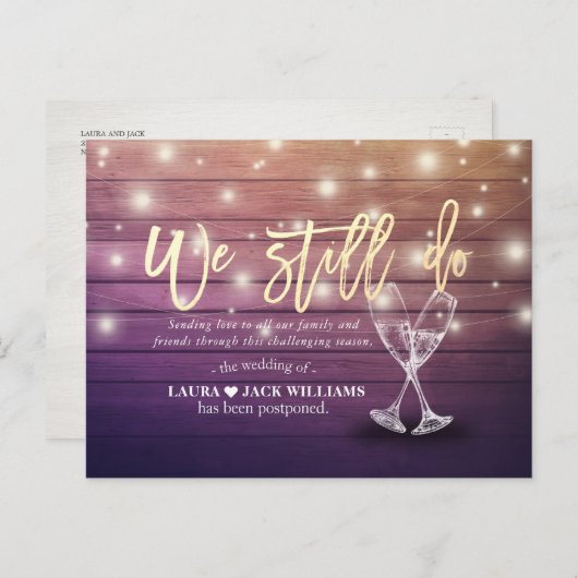 Carte Postale Faire-part Nous faisons toujours Mariage Postponement L'amour (Devant / Derrière)