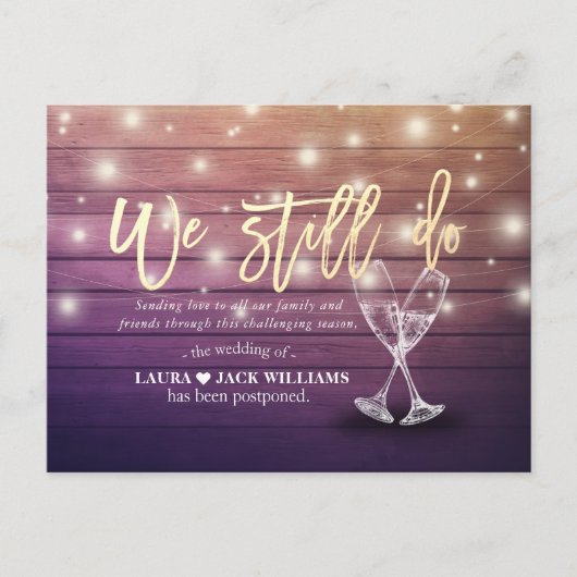 Carte Postale Faire-part Nous faisons toujours Mariage Postponement L'amour (Devant)