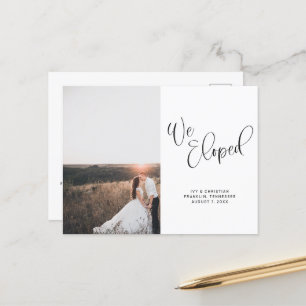 Carte Postale Faire-part Nous nous sommes enfuis Script Photo de mariage