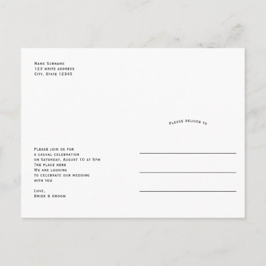 Carte Postale Faire-part Nous nous sommes mariés, Arc Moderne Simple Elopem (Dos)