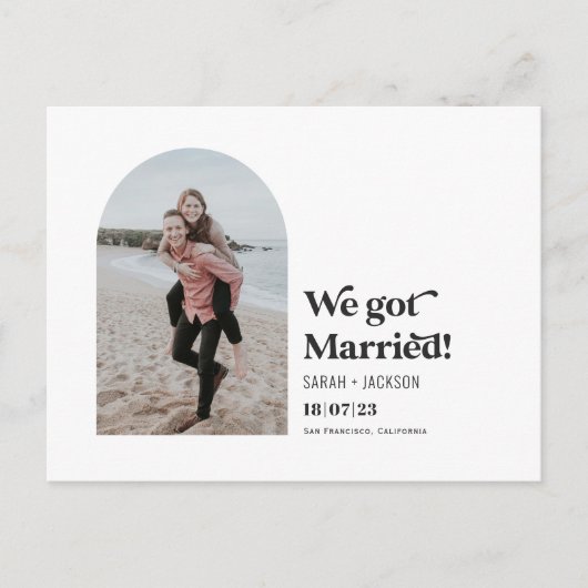 Carte Postale Faire-part Nous nous sommes mariés, Arc Moderne Simple Elopem (Devant)