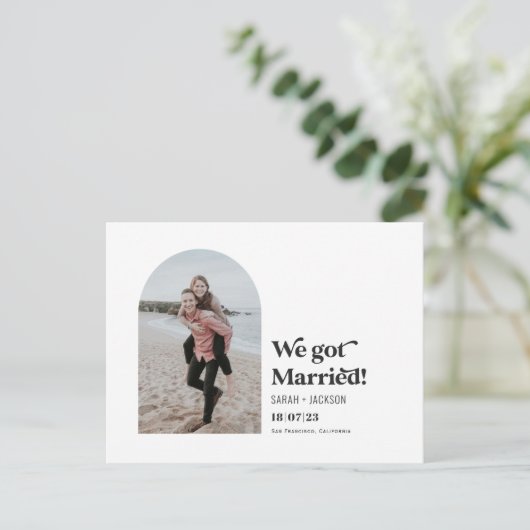 Carte Postale Faire-part Nous nous sommes mariés, Arc Moderne Simple Elopem (Debout devant)