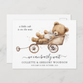 Carte Postale Faire-part Nous pouvons à peine attendre Teddy Bear (Devant / Derrière)