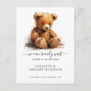 Carte Postale Faire-part Nous Pouvons Attendre Teddy Bear Grossesse