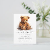 Carte Postale Faire-part Nous Pouvons Attendre Teddy Bear Grossesse (Debout devant)