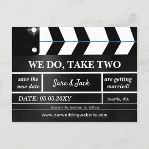 Carte Postale Faire-part Nous Prenons Deux Mariage Clapboard De Film Report