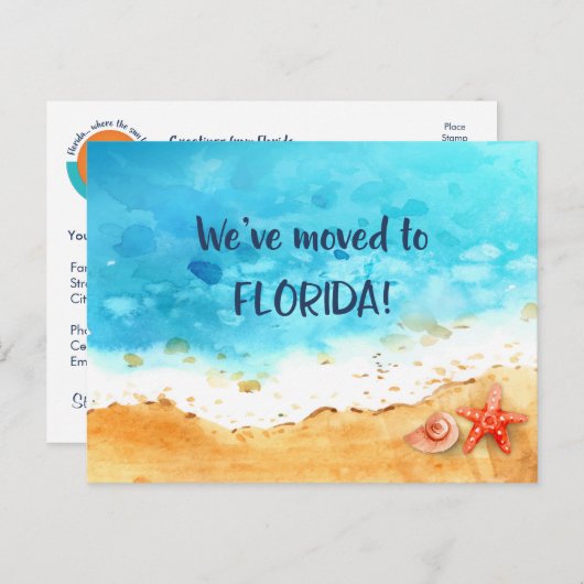 Carte Postale Faire-part Nous sommes déménagés en Floride Changement d'adre (Devant / Derrière)