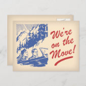 Carte Postale Faire-part Nous sommes en mouvement Rétro changement d'adress (Devant / Derrière)