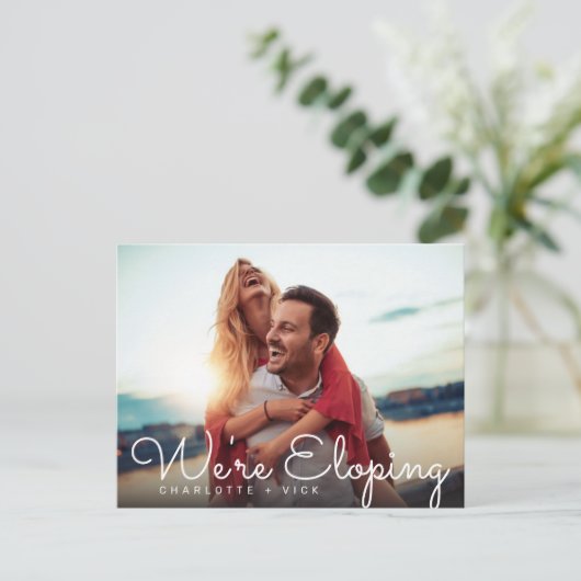 Carte Postale Faire-part Nous sommes en train d'Eloping Photo Enregistrer l (Debout devant)