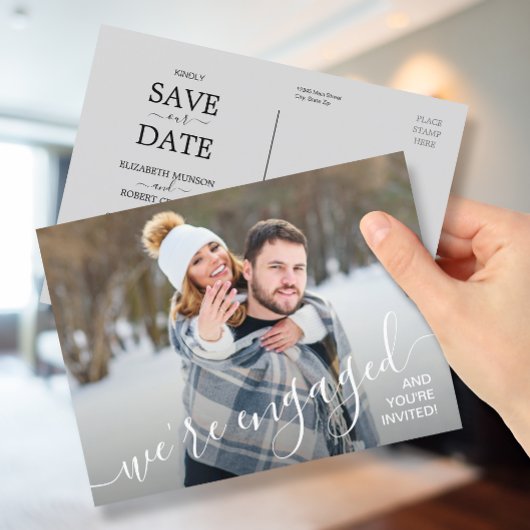 Carte Postale Faire-part Nous sommes engagés mariage photo Enregistrer la d