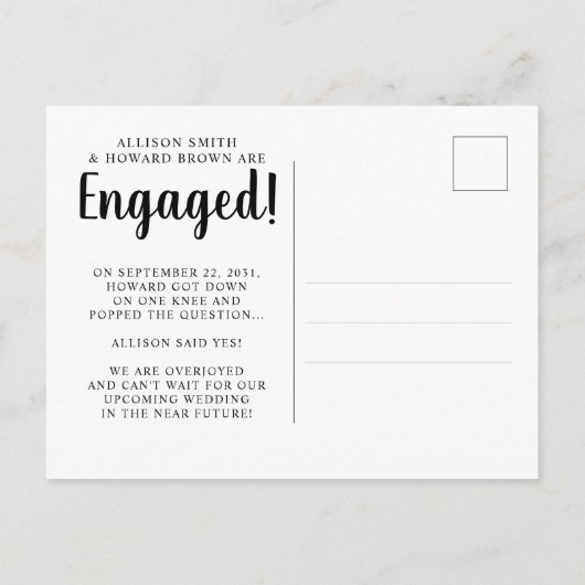 Carte Postale Faire-part Nous sommes fiancés Photo Script Engagement Modern (Dos)