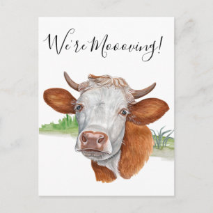 Carte Postale Faire-part Nous sommes la vache de l'annonce de déménagement