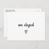 Carte Postale Faire-part Nous sommes partis en voyage de noces Cœur noir et (Devant / Derrière)