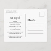 Carte Postale Faire-part Nous sommes partis en voyage de noces Cœur noir et (Dos)