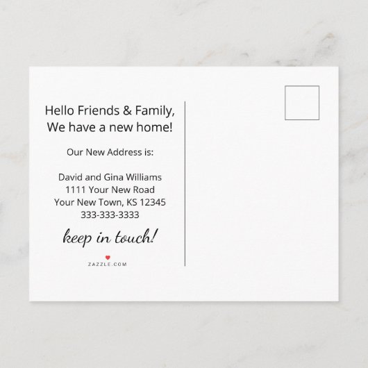 Carte Postale Faire-part Nouveau Accueil Arbre de Noël Gold Script Moving (Dos)