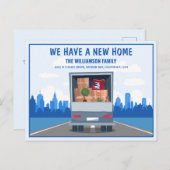 Carte Postale Faire-part Nouveau Camion et Blue Cityscape Moving (Devant / Derrière)