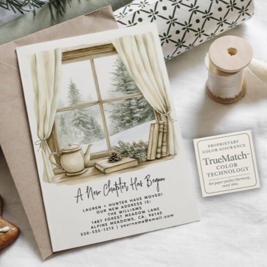 Carte Postale Faire-part Nouveau Chapitre A Commencé Hiver Vacances Aquarel