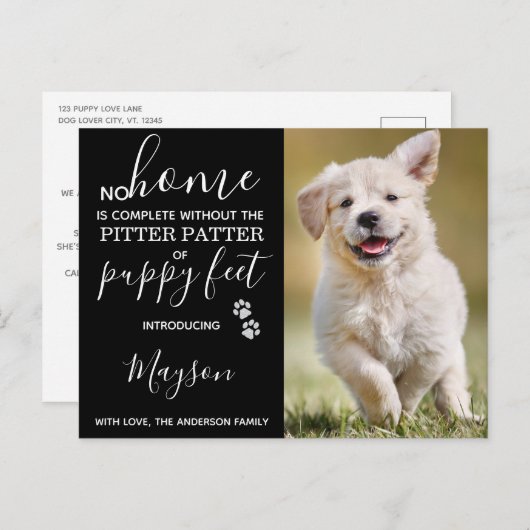 Carte Postale Faire-part Nouveau chiot animal de compagnie sur mesure (Devant / Derrière)