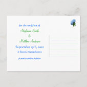 Carte Postale Faire-part Nouveau mariage Blue Hydrangea Enregistrer la date (Dos)
