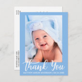 Carte Postale Faire-part Nouveau Merci bébé bleu (Devant / Derrière)