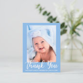 Carte Postale Faire-part Nouveau Merci bébé bleu (Debout devant)